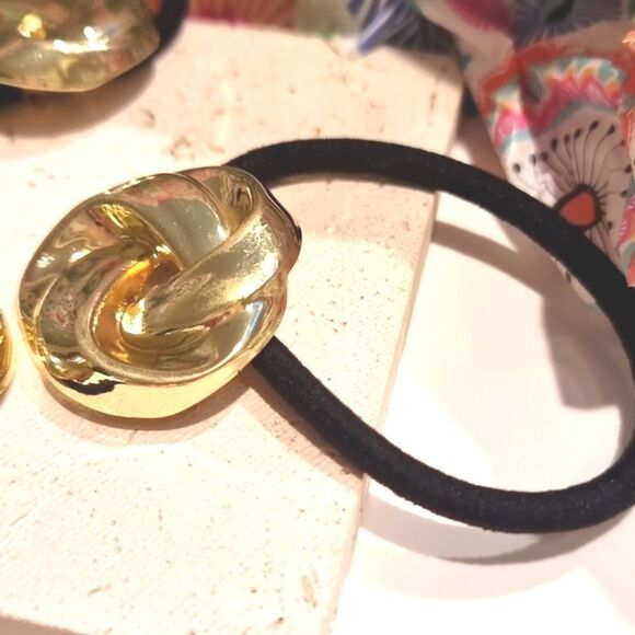 New ZARA 4pc Gold Ponytail Hair Rings - Picture 6 of 10